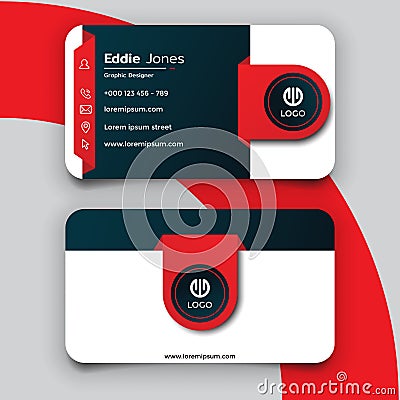 Professional black white and red business card template design Vector Illustration