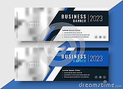 Professional blue business banners with image space Vector Illustration