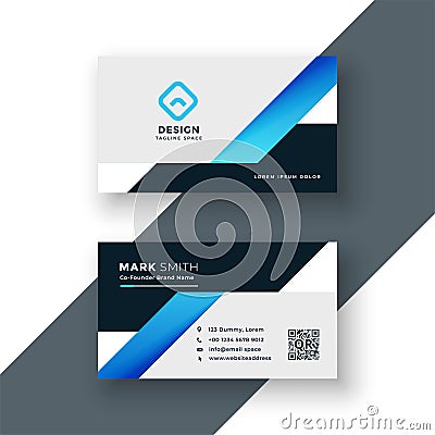 Professional blue business card geometric template Vector Illustration