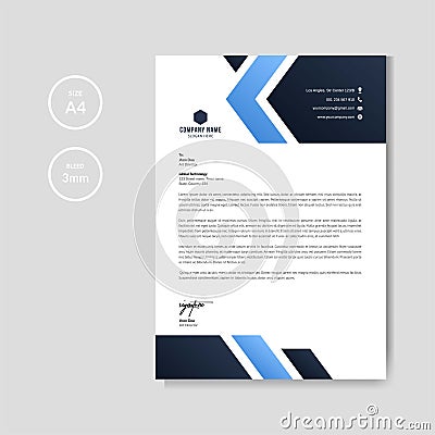 Professional blue letterhead graphic element template Vector Illustration