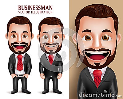 Professional Business Man Vector Character Happy in Attractive Corporate Attire Vector Illustration