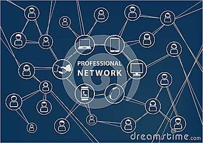 Professional business network concept. Vector Illustration