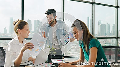 Professional businessman present financial graph to smart investor. Tracery Stock Photo