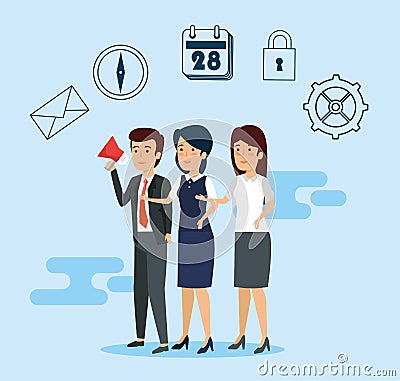 Professional businesspeople strategy cooperation plan Vector Illustration