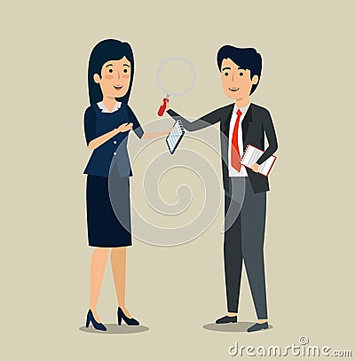Professional businesspeople strategy teamwork information Vector Illustration