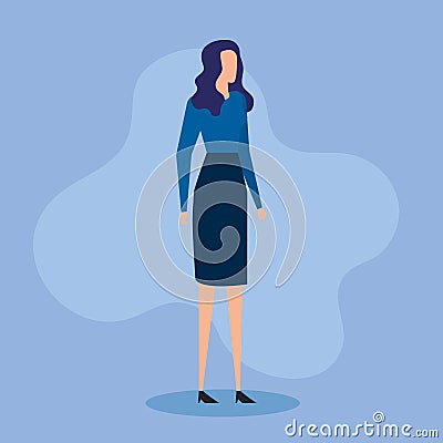 professional businesswoman executive with elegant clothes Cartoon Illustration