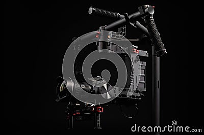 Professional camera set on a 3-axis gimbal Stock Photo