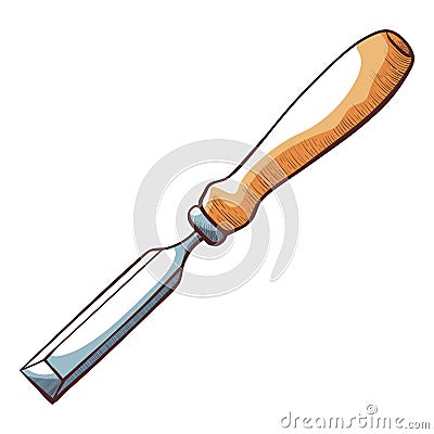 Professional carpentry carving wood chisel tool, woodworking Vector Illustration