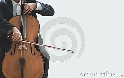Professional cellist playing his instrument Stock Photo