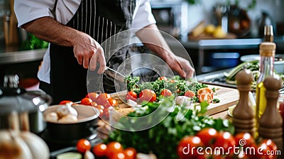 Chef Preparing Fresh Vegetables Stock Photo