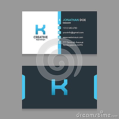 K Abstract Letter logo with Modern Corporate Business Card design Template VectorN Vector Illustration