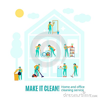 Professional Cleaning Advertising Illustration Vector Illustration