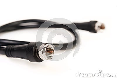 Professional coaxil cable tv connector (RG6) close up Stock Photo