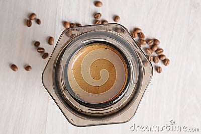 Professional coffee brewing cafe aeropress Stock Photo