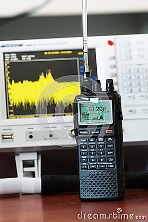Professional communications radio scanner Stock Photo