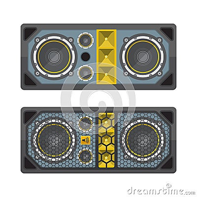 professional concert tour array speakers colored flat style illustration. Vector Illustration