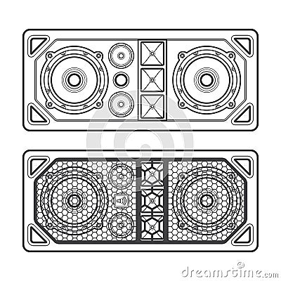 professional concert tour array speakers dark contour illustration. Vector Illustration