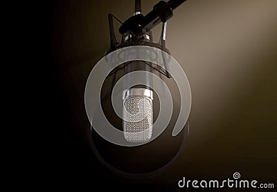 Dramatic Condenser Microphone Stock Photo