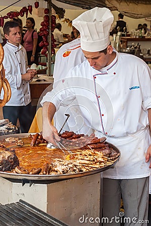 Professional cook cooking during Spancirfest festival Editorial Stock Photo