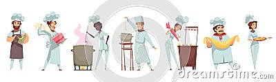 Professional Cooking People Set Vector Illustration