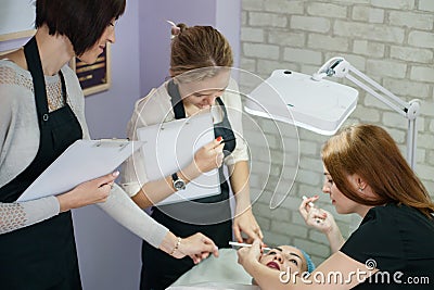 Professional cosmetology courses permanent makeup Stock Photo