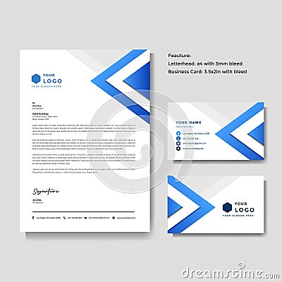 Professional creative letterhead and business card vector Vector Illustration