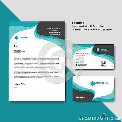 Professional creative letterhead and business card vector template Vector Illustration