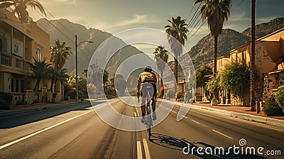 Professional cyclist on a bicycle race. Active life and fast driving. Stock Photo
