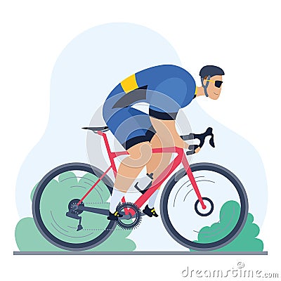 Professional cyclist on a road bike Vector Illustration