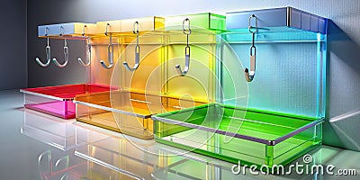 Professional 3D Renders of Empty PDQ Display Tray Hooks Multiple Perspectives for Retail Packaging Design Visual Stock Photo