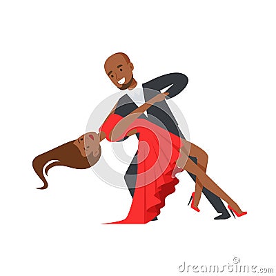 Professional dancer couple dancing flamenco colorful character vector Illustration Vector Illustration