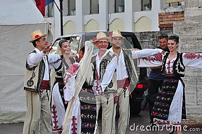 Professional dancers in folk costume from ,TÃ¢rgu Jiu 4 Editorial Stock Photo