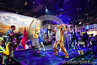 Professional dancers promoting Just Dance 2015 Editorial Stock Photo