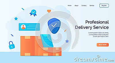 Professional delivery service package box icon campaign for web website home homepage landing template banner with Vector Illustration