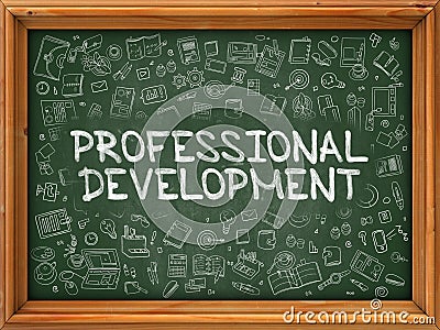 Professional Development - Hand Drawn on Green Chalkboard. Stock Photo