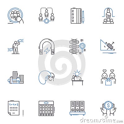 Professional development line icons collection. Growth, Training, Learning, Advancement, Skill-building, Career Vector Illustration