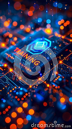 Professional Development and Skills Enhancement Concept with Virtual Training Interface and Learning Icons Stock Photo