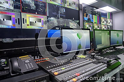 TV broadcast of the event from the TV Studio. Editorial Stock Photo