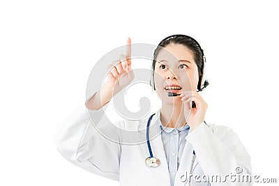 Professional doctor happy to serve online for medical knowledge Stock Photo