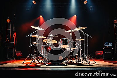 A professional drumkit on a stage Stock Photo