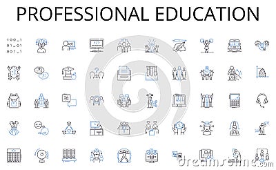 Professional education line icons collection. Flexibility, Endurance, Strength, Agility, Balance, Coordination, Stamina Vector Illustration