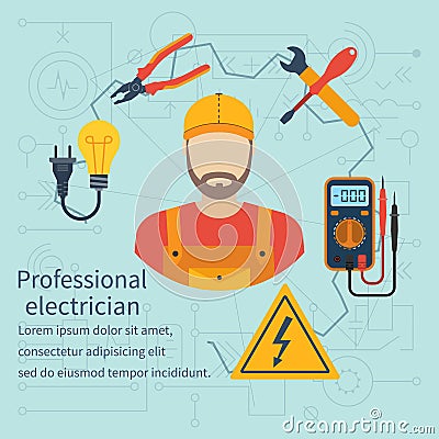 Professional electrician icon Vector Illustration