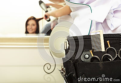 Professional equipment tools accessories hairdresser in hair beauty salon Stock Photo