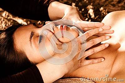 Professional face massage Stock Photo