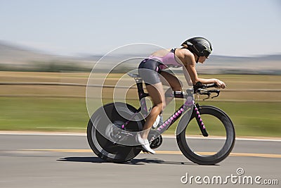 Professional Female Triathlon racer Editorial Stock Photo