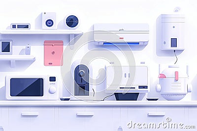 Professional filming settings utilize spatial controls for safeguarding technology, incorporating camera operations for secure com Cartoon Illustration