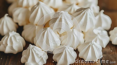 Professional food photography of meringue cookies elegantly presented on a stylish kitchen table Stock Photo