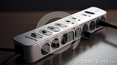 Professional-grade power strip with surge protection Stock Photo