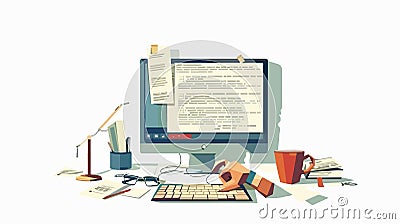 Professional Grammar Check and Text Errors Concept. Usage of Image Illustration Cartoon Illustration