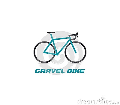 Professional gravel bike ride logotype. Turquoise bicycle logo on white background. Active recreation, cycling tourism Vector Illustration